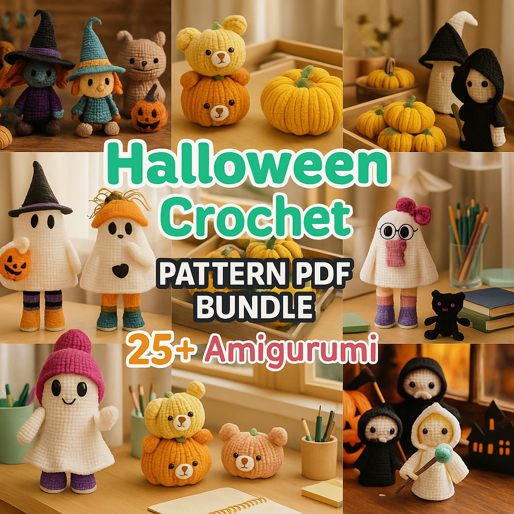 "25+ Halloween Amigurumi Crochet Patterns PDF | Ghosts, Pumpkins & Spooky DIY"
