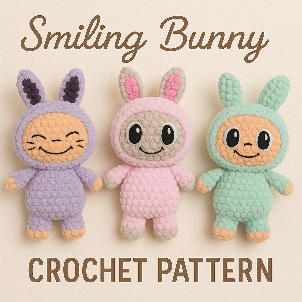 Smiling Bunny Crochet Pattern – Labubu Inspired Creepy-Cute Plush