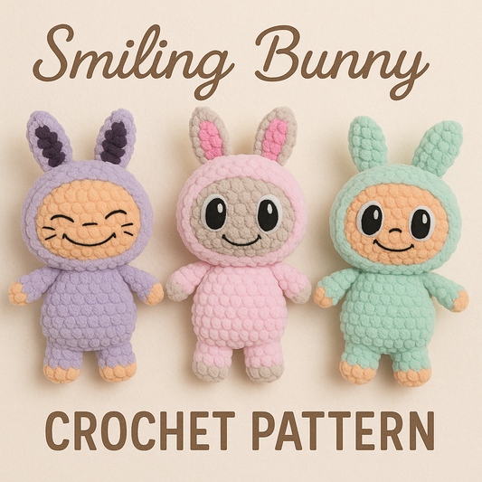 Smiling Bunny Crochet Pattern – Labubu Inspired Creepy-Cute Plush